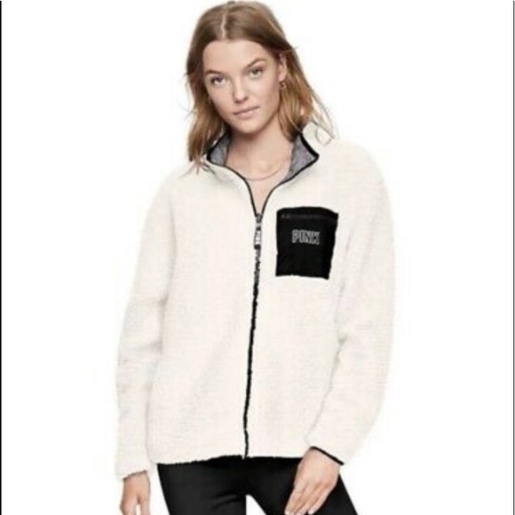 PINK Victoria's Secret Jackets & Blazers - Pink cozy sherpa reversible ful zipper jacket